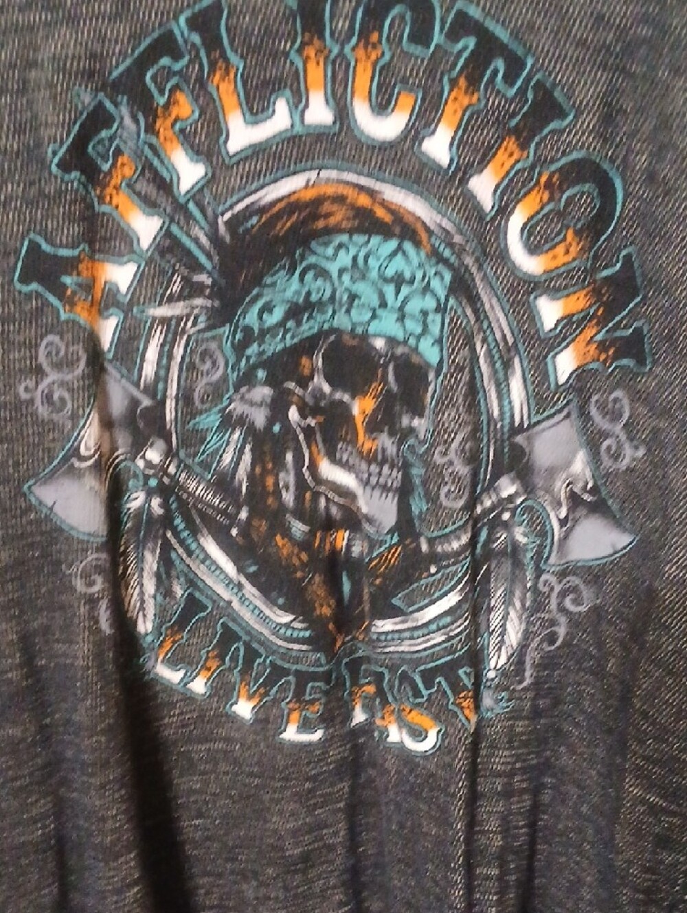 Affliction Beige Long-Sleeve Graphic Crewneck Shirt with Black Print Reversible - Picture 6 of 8